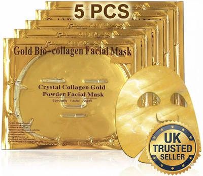 24K Gold Maske Kristall Bio-Kollagen Anti-Falten Gesichtsmaske Behandlung Pack X5