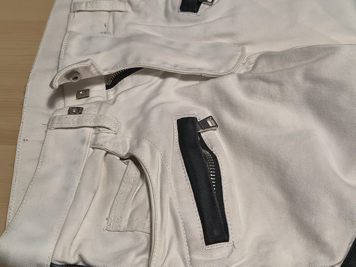 Balmain Biker Jeans White Men's SZ 30 regular Fit Denim 100