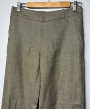 Max Mara Wide Leg 6 Natural Tan Linen Silk Blend High Waisted Trousers Italy