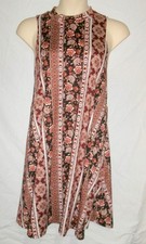 Vibe Sportswear Long Dress Sz 2X XXL Halter Brown Southwestern Floral Medallion