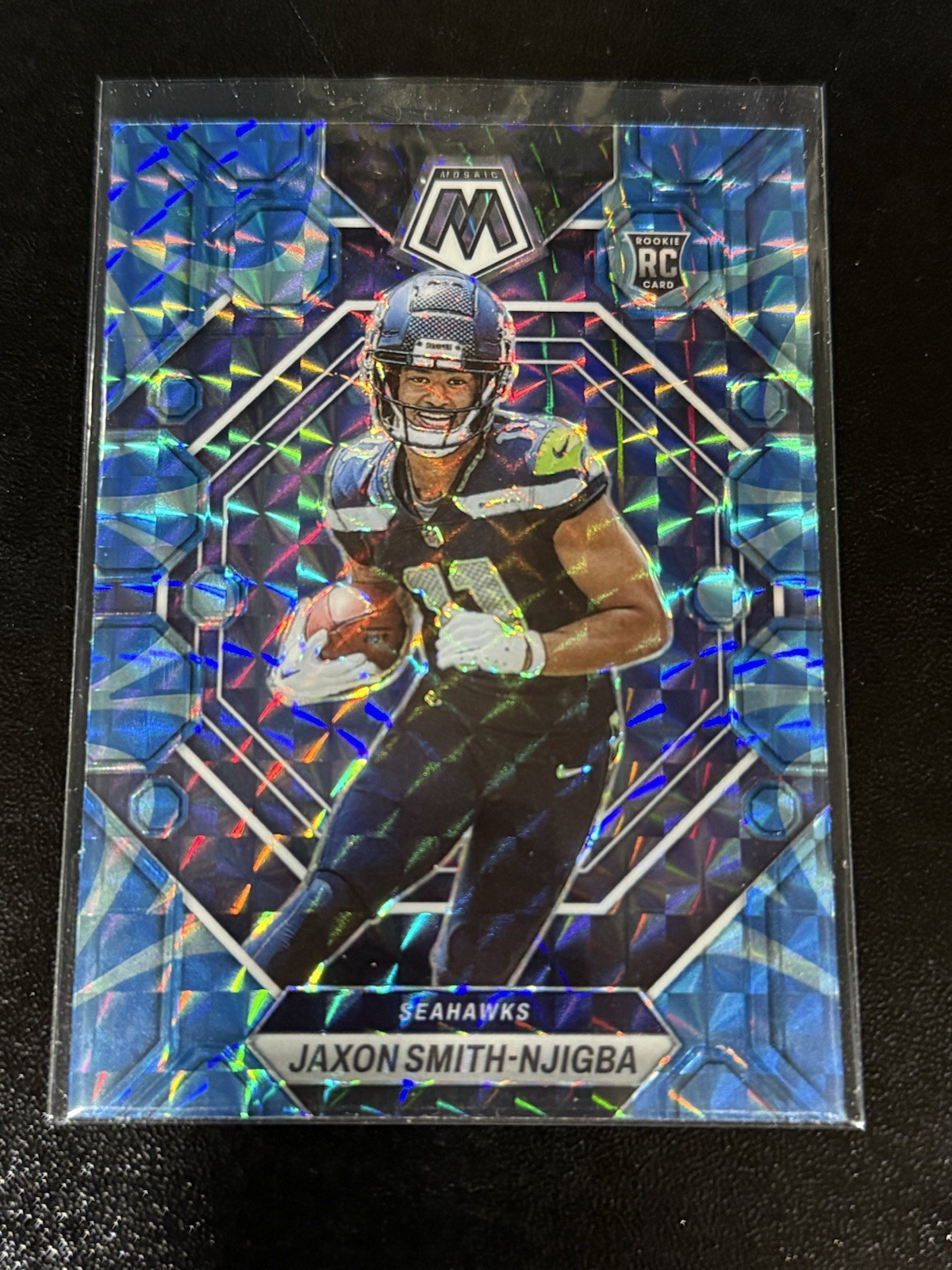 Jaxon Smith-Njigba 2023 Panini Mosaic #331 Reactive Blue Mosaic Prizm (RC)