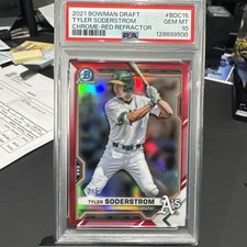 2021 BOWMAN DRAFT TYLER SODERSTROM CHROME RED REFRACTOR #2/5 BDC-15 PSA 10 POP 1