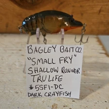 Vtg Bagley Baits "SMALL FRY" #5SF1-CD. Dark Crayfsh Shallow Runner Tru Life Lure