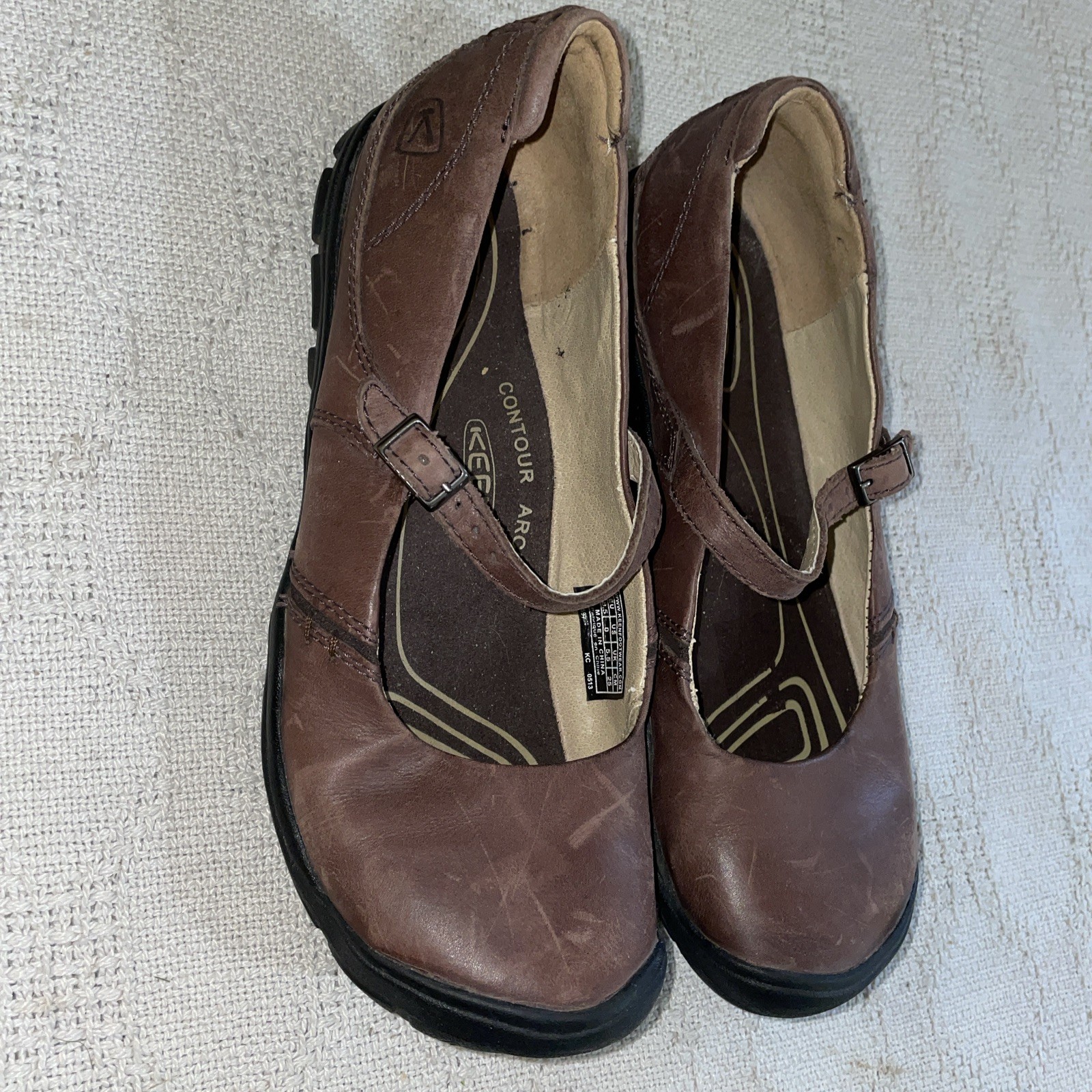 Keen donna Mary Jane casual taglia 8 M pelle marrone spiaggia crociera isola