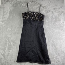 Ann Taylor Dress 10 Petite Black Lace Bodice Silk Skirt Formal Wedding Guest
