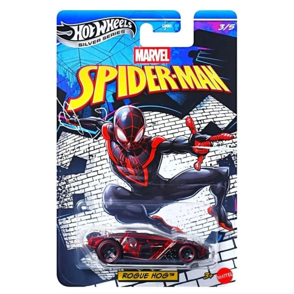 2026 Hot Wheels эксклюзивный серебряный серии Marvel Spider-Man новый набор из 5 в наличии - Изображение 4 из 4