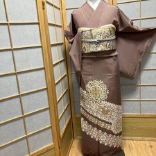 8118 Japanese Tomesode Kimono Vintage Womens Silk Fabric Robe Kimono only sold