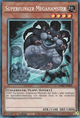 YuGiOh Superflinker Megahamster (V.6) RA02-DE004 Collectors Rare Deutsch NM 1st