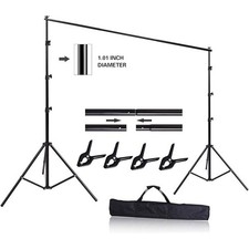 Portable Photo Backdrop Stand Kit Adjustable Height Crossbar Carrying Bag Clamps