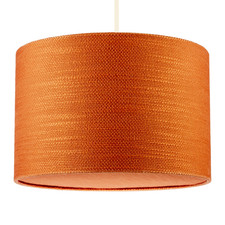 Desert Sun Orange Textured Linen Pendant Lighting Shade with Diffuser by Happ...