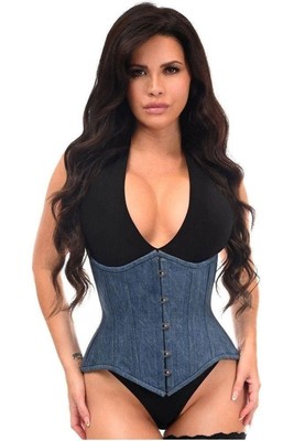 Top Drawer Denim Double Steel Boned Waist Training Corset  display picture 1