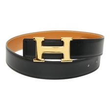 Hermes Constance H Belt 65 Black Gold Hardware Box Calf Women Used