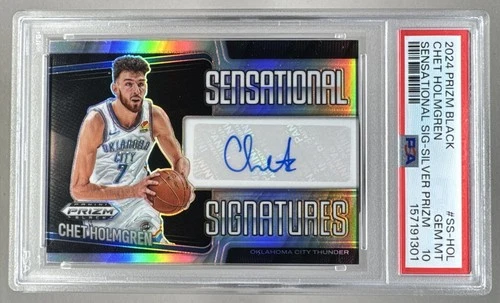 1301 Chet Holmgren 2024 Panini Prizm Black SS-HOL Silver Sensational Auto PSA 10
