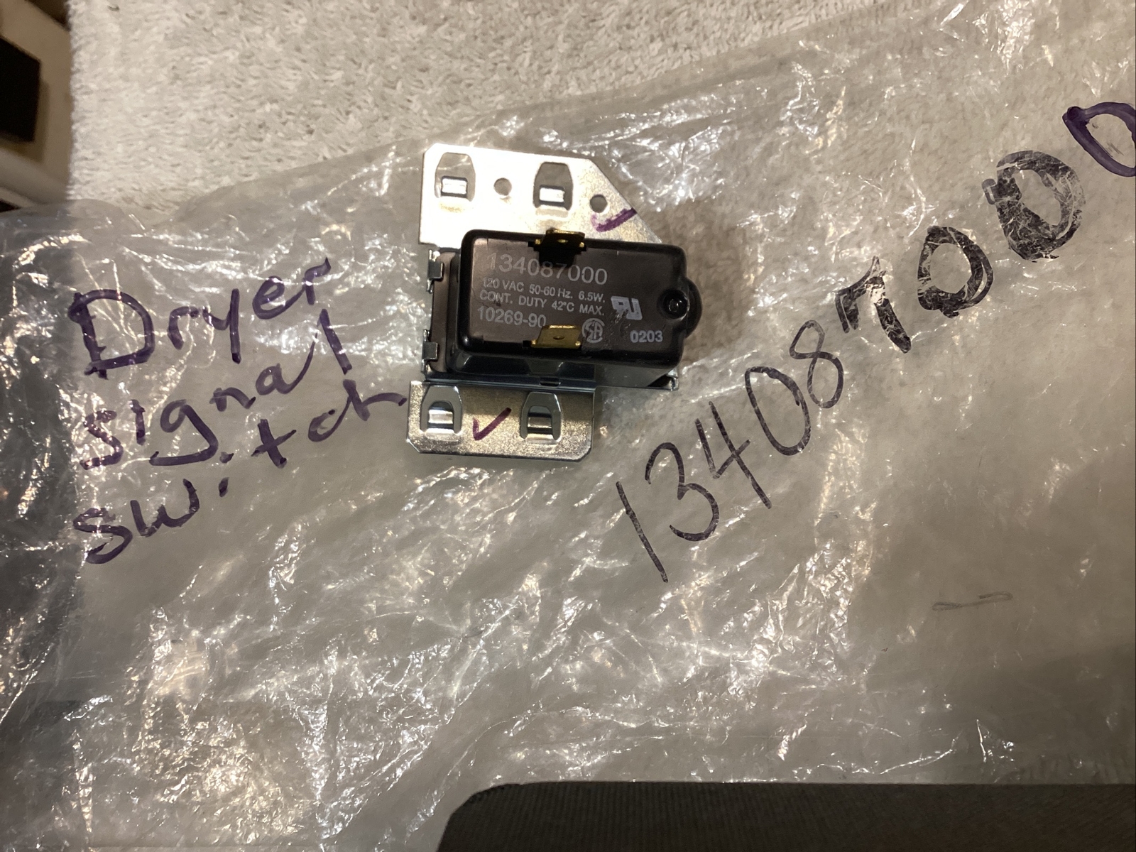 FRIGIDAIRE KENMORE DRYER BUZZER SWITCH PART 134087000 NT354 new