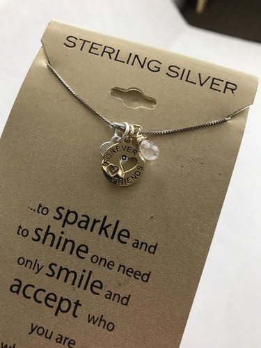 Kohl’s $60 Sterling Silver necklace Forever friends xoxo Silver chain Gift Nwt - Picture 8 of 8