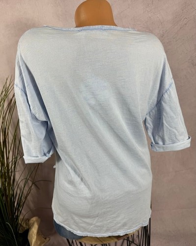 NEU SOMMER VNeck TShirt Top Italy Sterne STARS Patches HELLBLAU 38 40 42 - Bild 7 von 7