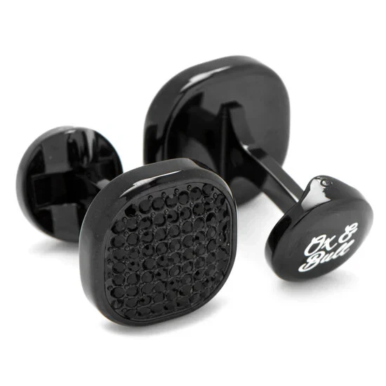 Gemelos de cristal pavé negro de acero inoxidable Foto 2 de 4