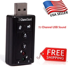 New USB 2.0 External 7.1 Channel 3D Virtual Audio Sound Card Adapter PC Laptop