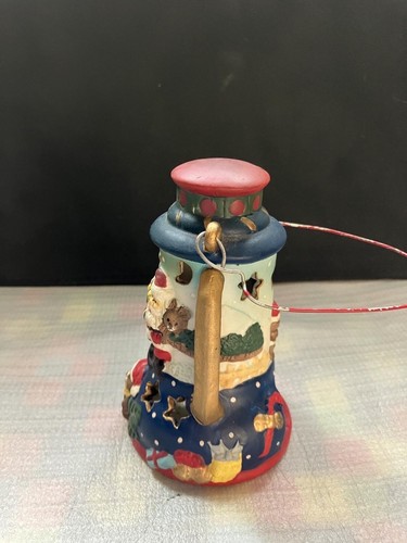 Christmas Themed Hand Painted Lantern Tea Light Holder Hangable Pottery - Picture 6 of 12