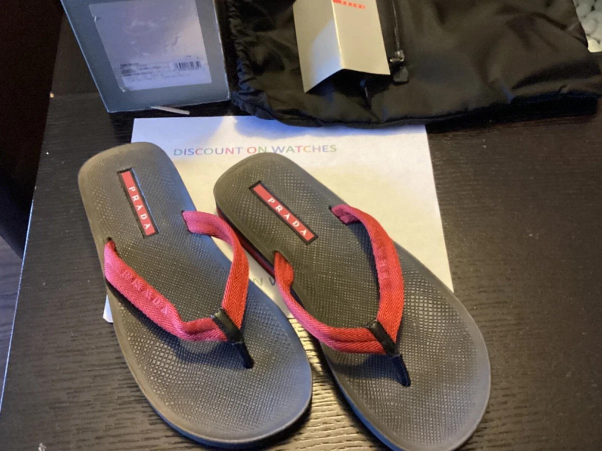 Prada rubber flip best sale flops
