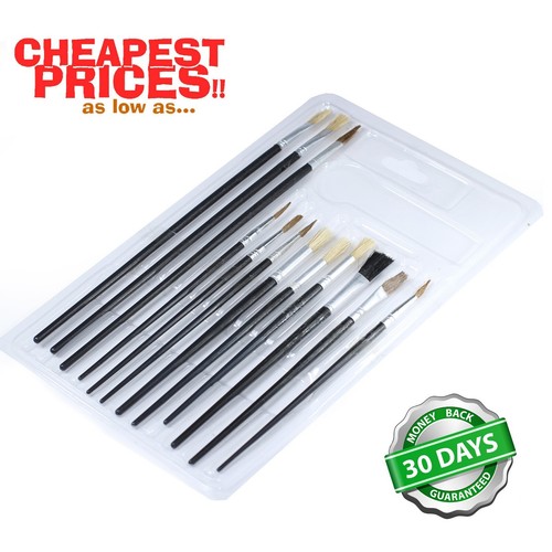 12 PC ARTIST PAINT BRUSH SET PROFESSIONAL FINE MODEL MAKING ART OIL