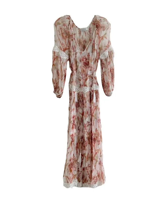 Zimmermann Oleander Floral Crinkled Slouch Silk Midi Dress Size 0 (4)
