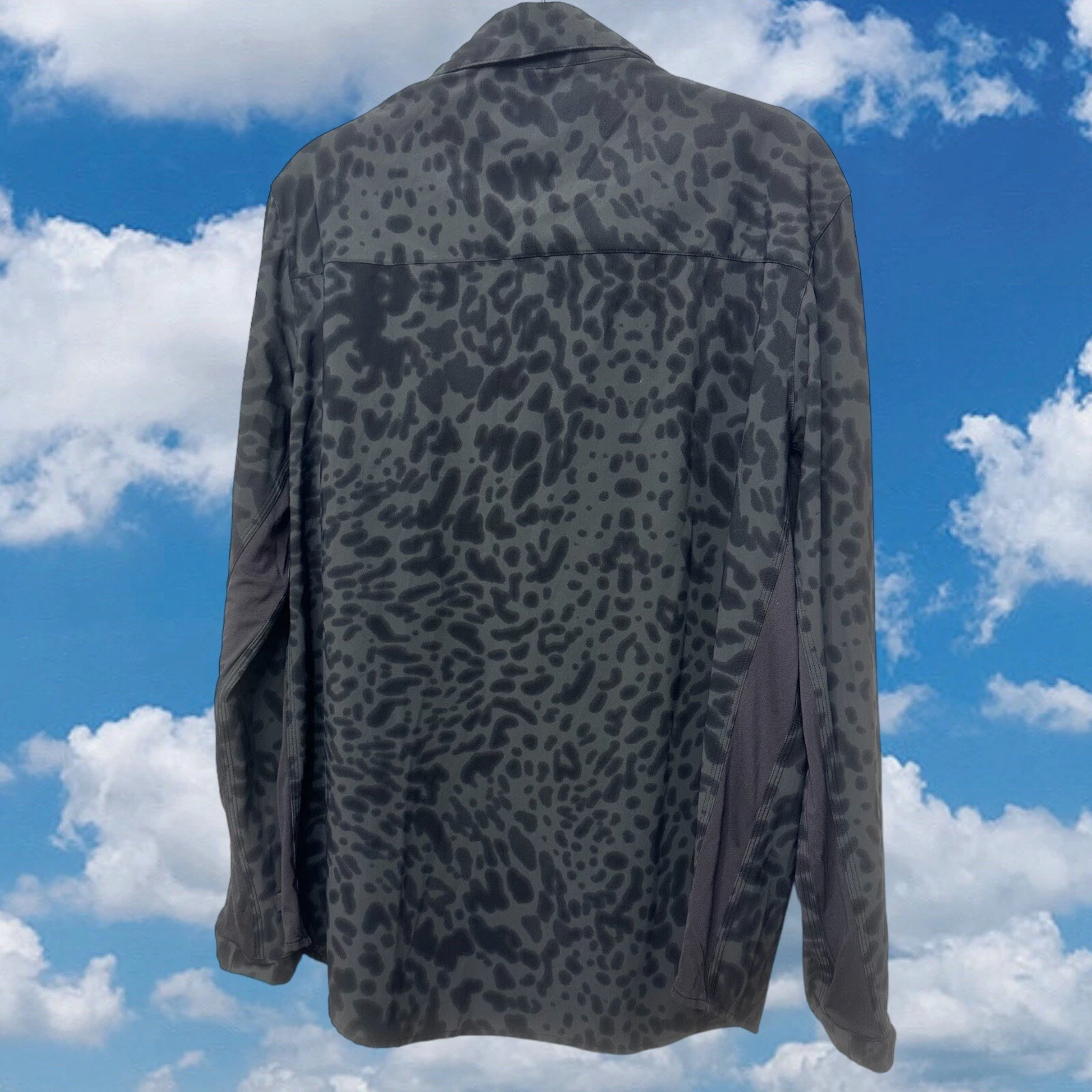 lululemon day trip blouse button-up deep coal animal shirt
