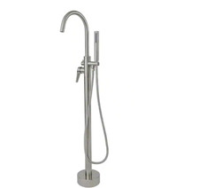 Single-Handle Floor Mount Freestanding Tub Faucet w/ Hand Shower Brushed Nickel