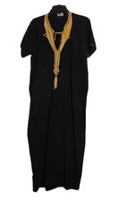 Ladies 100% Cotton Short Sleeves Lounging/Sleep Black Maxi Dress Size 48
