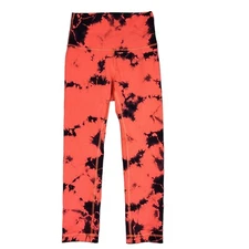 Lululemon Wunder Train HR Crop 21" Everlux Size 4 Tie Dye Carnation Red Black