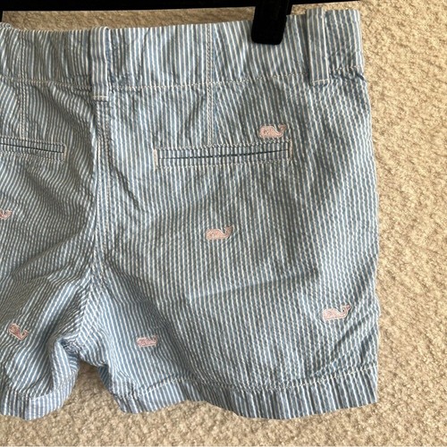Vineyard Vines Girls Blue White Stripes Shorts Embroidered Whales Size 14 - Picture 10 of 10