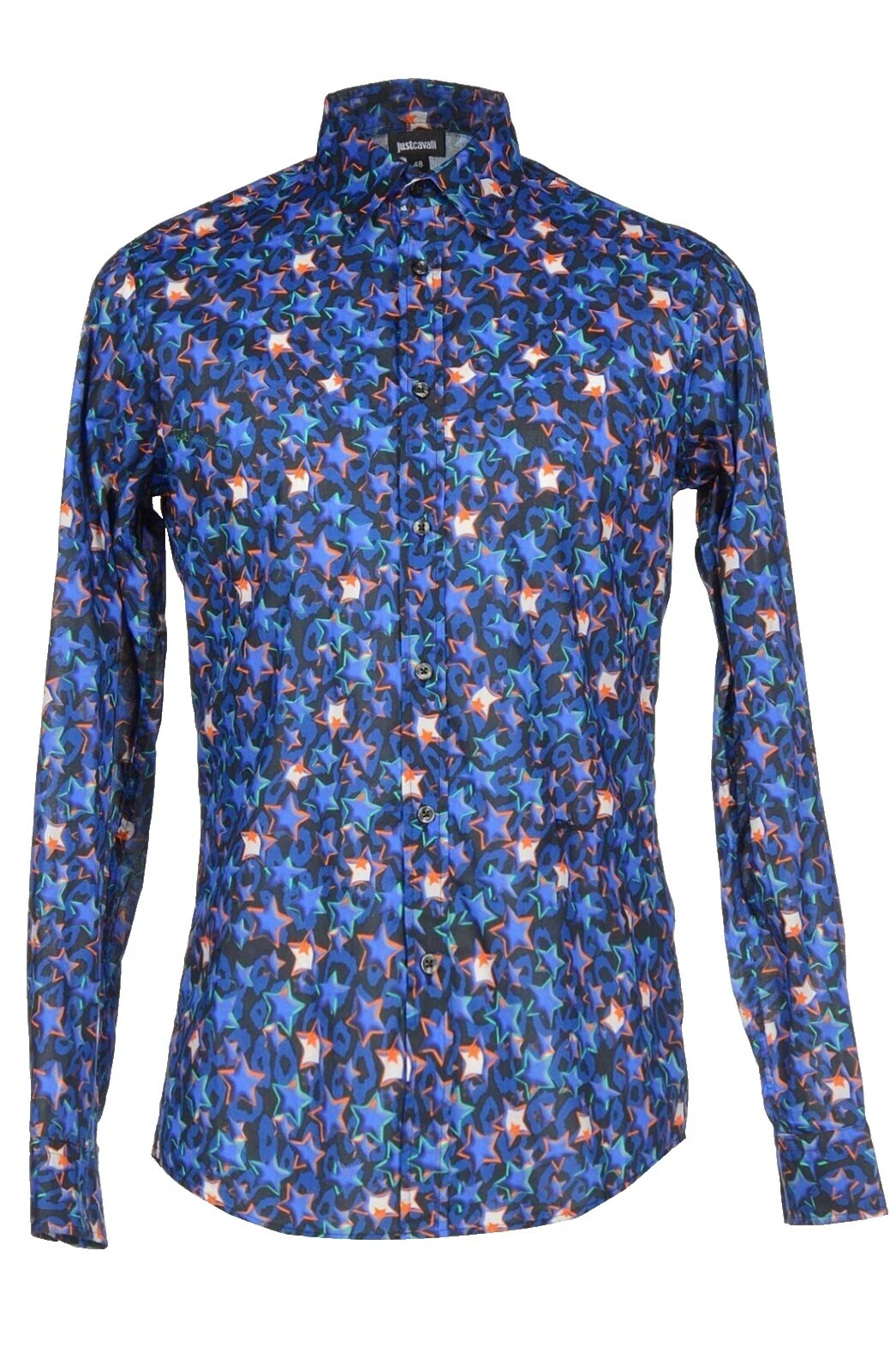 Camisas masculinas casuais de algodão com botões Just Cavalli