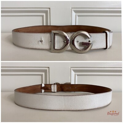Authentic Dolce&Gabanna White Leather Silver Logo Buckle Belt Size 95/38 Dolce Gabbana Belts - Etsy main image 4