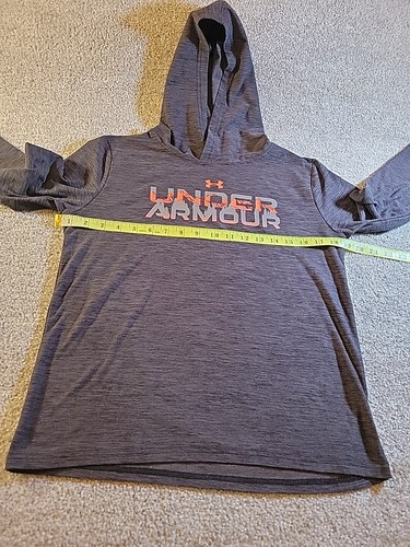 Boys Under Armour Hoodie Shirt Youth XL Sweatshirt Long Sleeve Gray Orange Logo - Picture 3 of 10