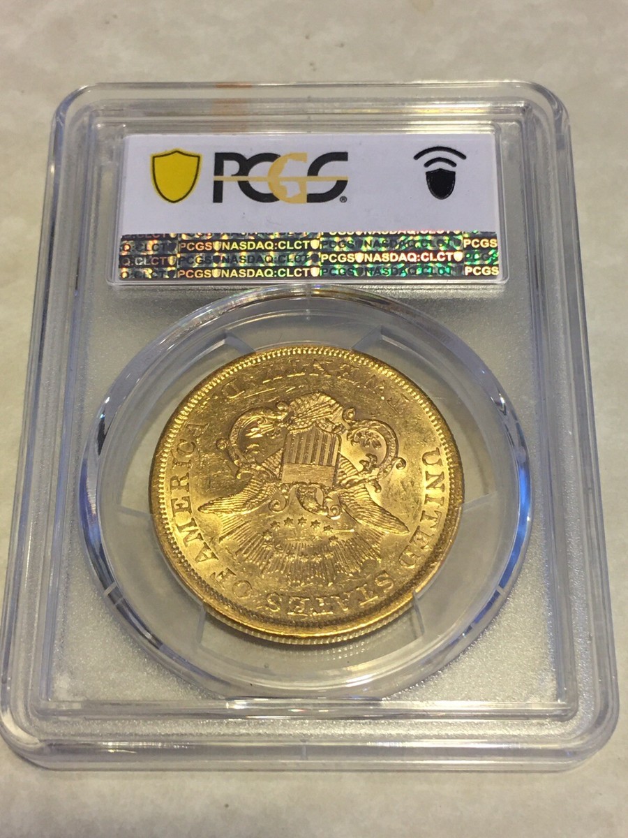 1852 AU55 PCGS $20 Gold Coin Liberty Double Eagle gold shield PQ