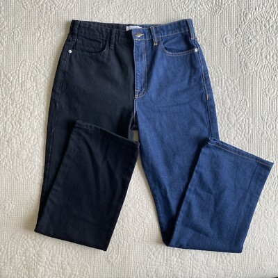 FRAME Women s NWOT Le Jane Two-Tone High-Rise Straight Leg Jeans Sz 29