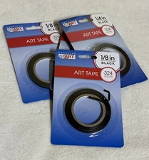 NEW Lot of 4 Cosco Creative Start Art Tape Black Gloss 1/8" x 324"