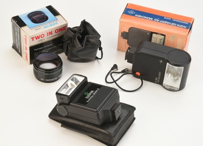 Agfa 240B + Sunpak Softlite 1600A Blitzgeräte + Arkon Obj. Konverter