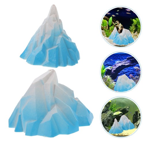 2 Pcs Betta Fish Tank Accessories Mini Iceberg Simulated Decoration Bride