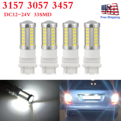 Fehér - 4db Fehér 3157 3457 3057 Jel 33SMD Hátsó Hátsó Hátsó Hátsó Fordulatú LED Izzó - Foto 4
