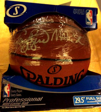 Bird/Magic Signed NBA offic. Spalding Basketball dual cert PSA & Bird Authentic