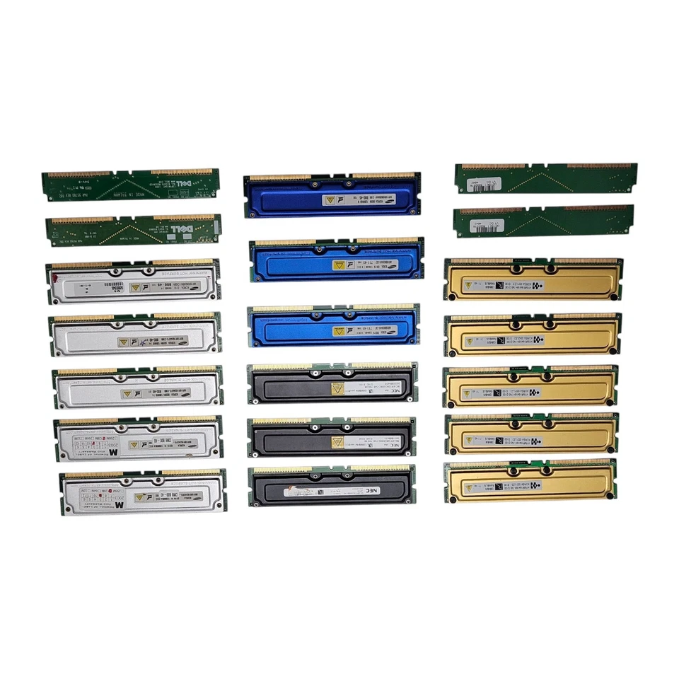 Rambus 184-Pin RDRAM RIMM Memory Modules Lot - 1x64MB 15x128MB 4xBlank - Image 3 of 4