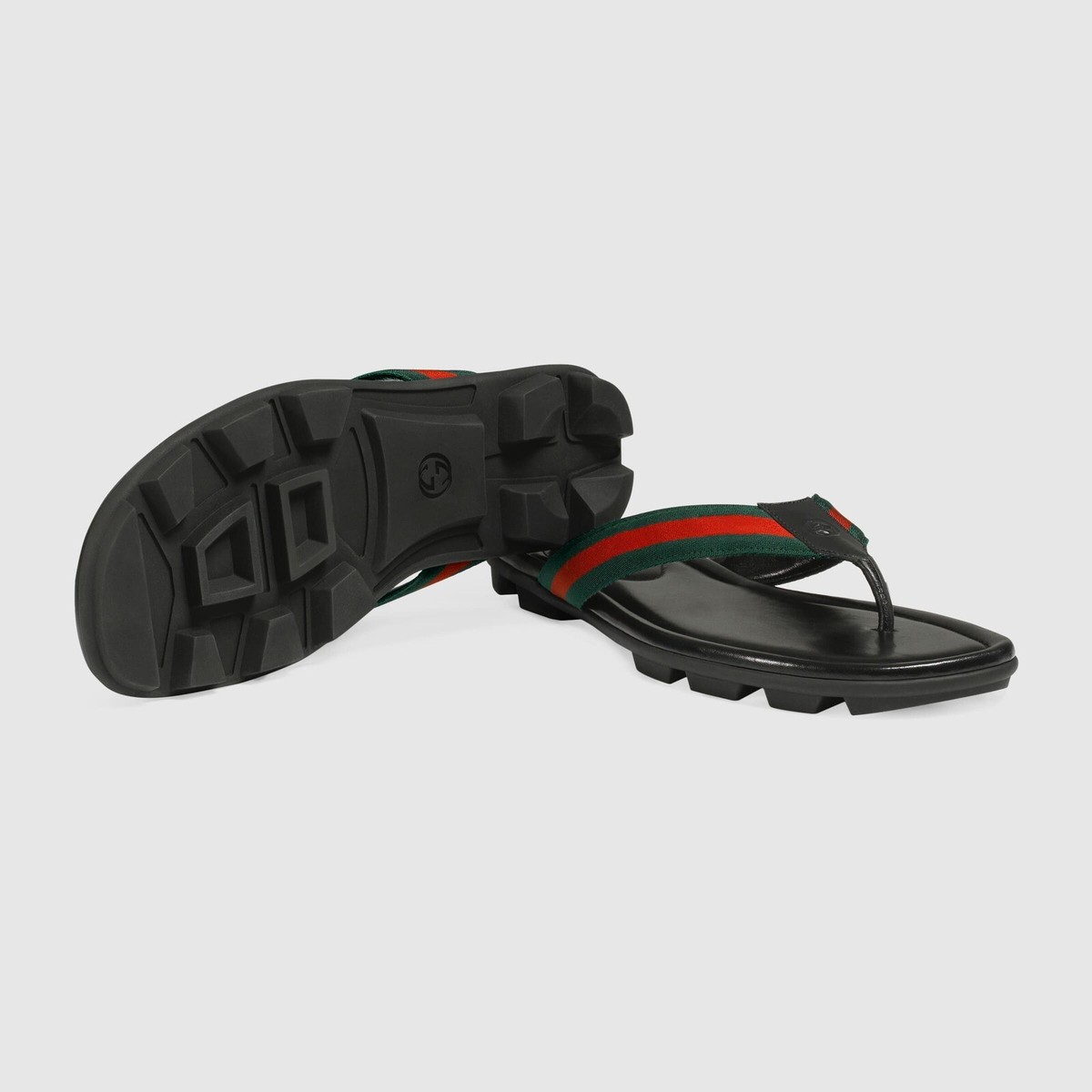 Gucci Web Leather Thong Sandals Gucci Web Leather Thong Sandals - Black | Editorialist main image 4