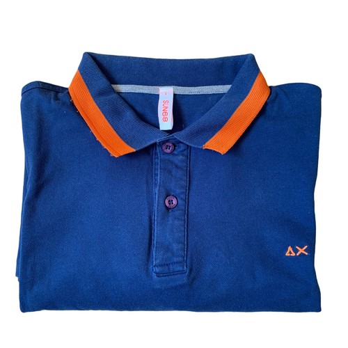 Polo Uomo SUN68 L Cotone Blu Arancione Maglia Tshirt Manica Corta Ragazzo  Estate | eBay