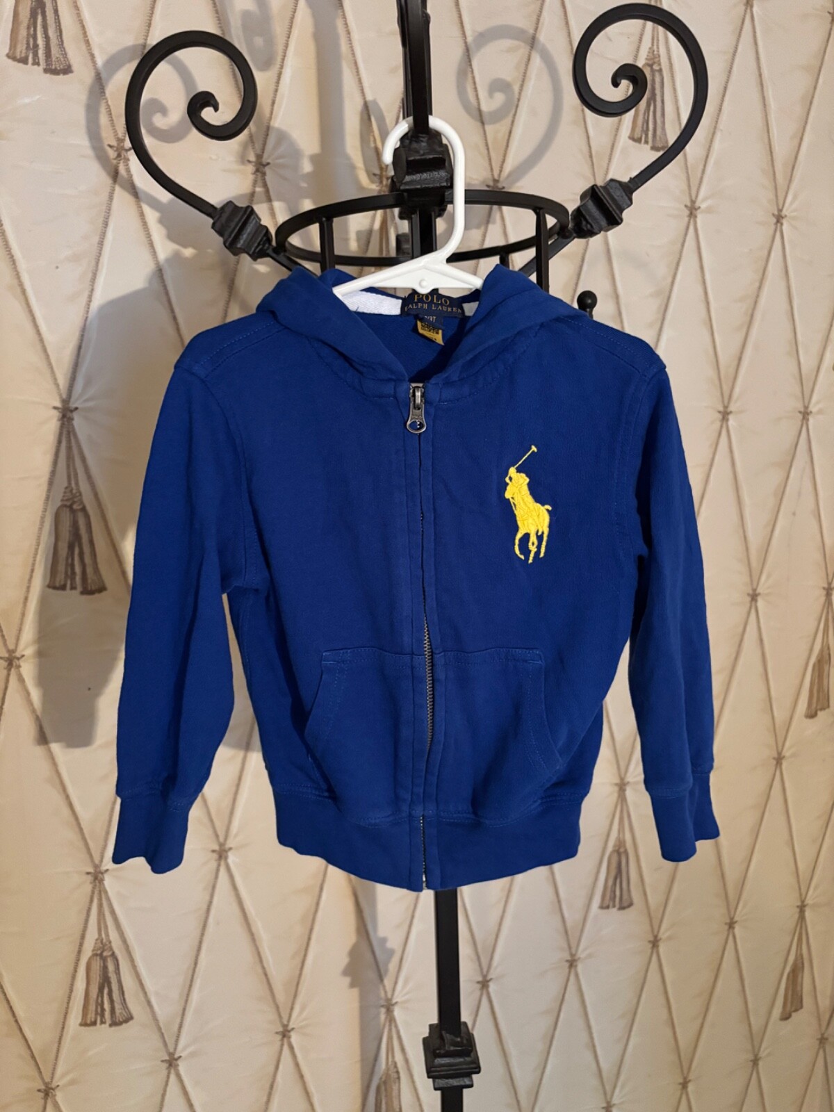 Polo ragazzo Ralph Lauren Big Pony full zip French Terry felpa con cappuccio 3T