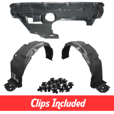 Front Fender Liner & Engine Under Cover Set w/ Clips For 2013-2018 Toyota RAV4