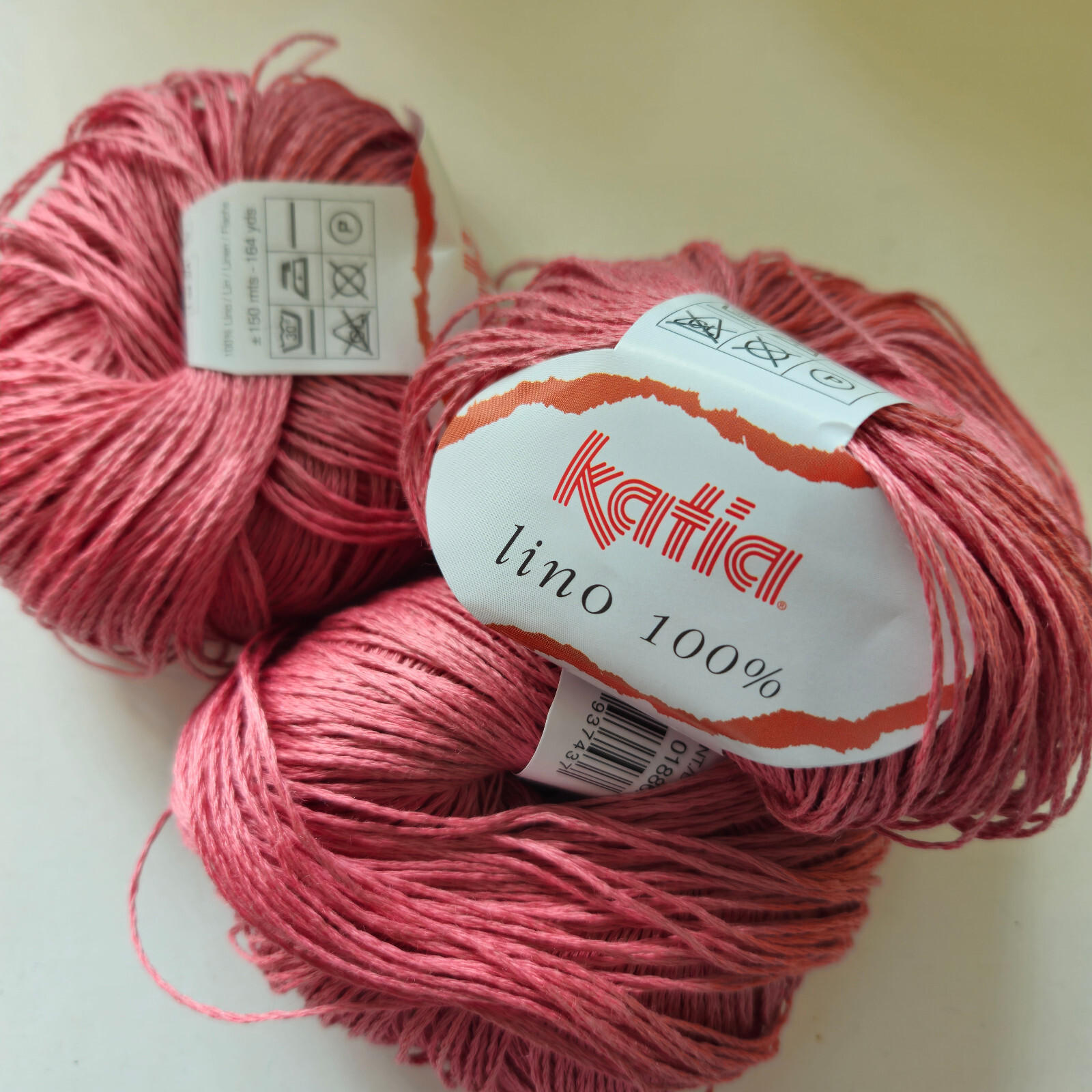 Katia Lino 100% - 6 x 50g of shade 30 salmon pink, pure linen yarn knit /crochet