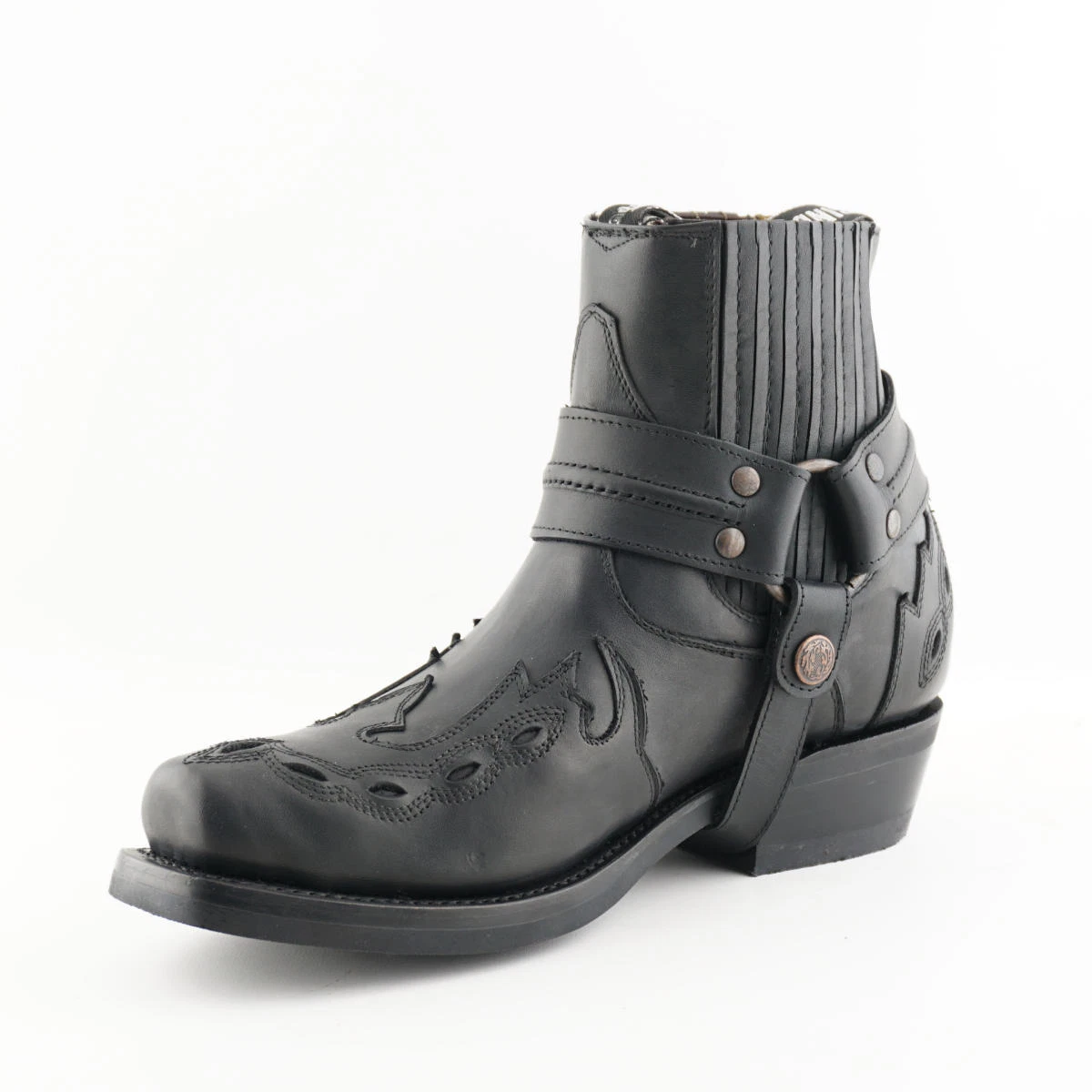 Grinders Montana Boots Men's Black Leather Biker Boot Cowboy Western Boots