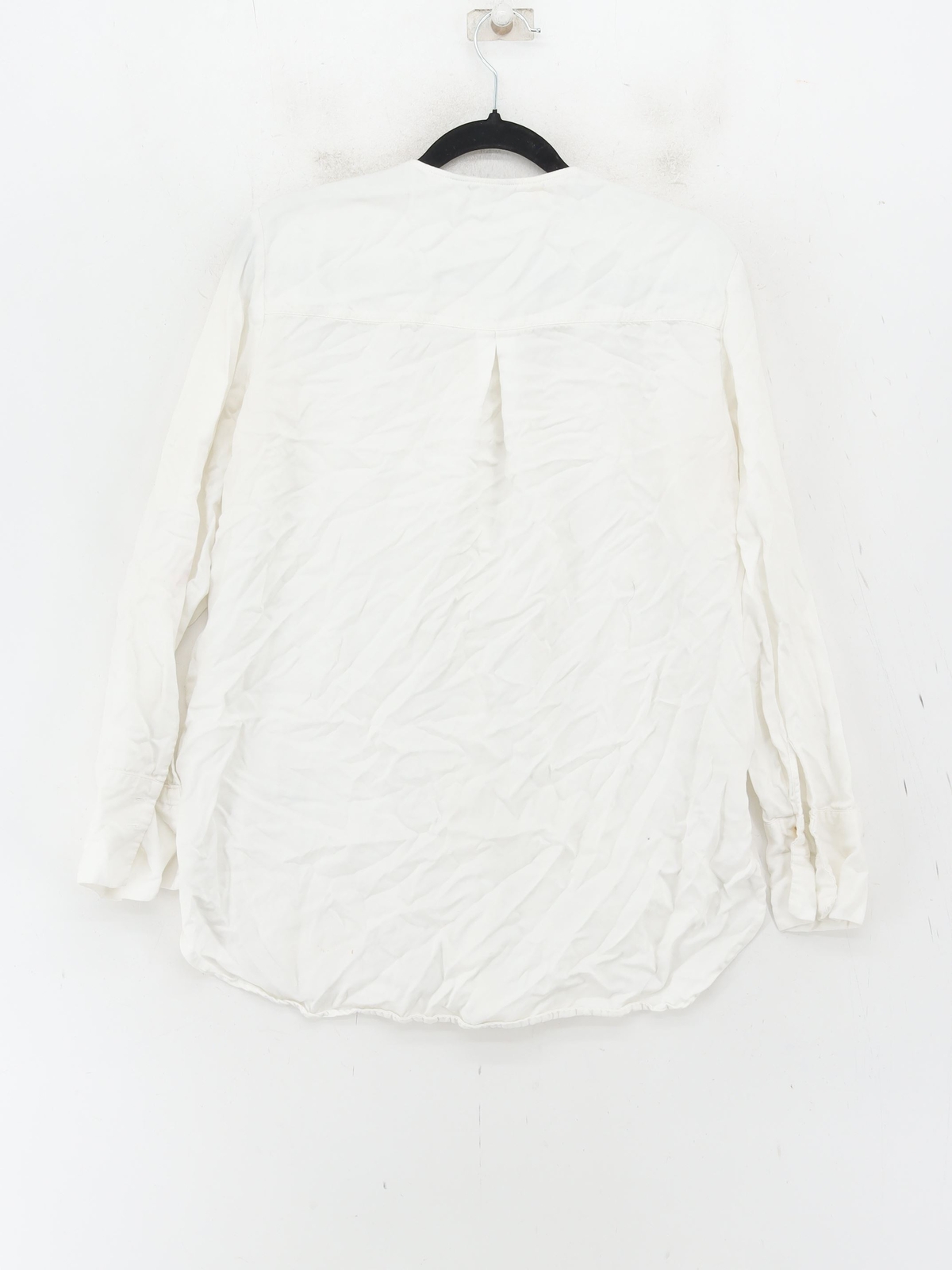 Camicia donna Massimo Dutti UK 12 bianca 100% altra manica lunga girocollo basic