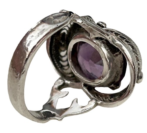 Vtg Sterling Silver Purple Conundrum Sapphire Color Changing Ring Sz 7 Filigree - Bild 12 von 18